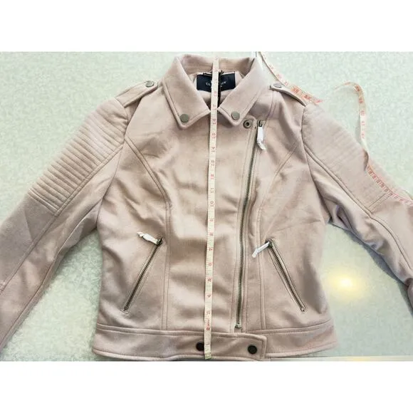 Coalition LA Pastel Dusty Mauve Faux Suede Motorcyle Jacket Sz S NWT