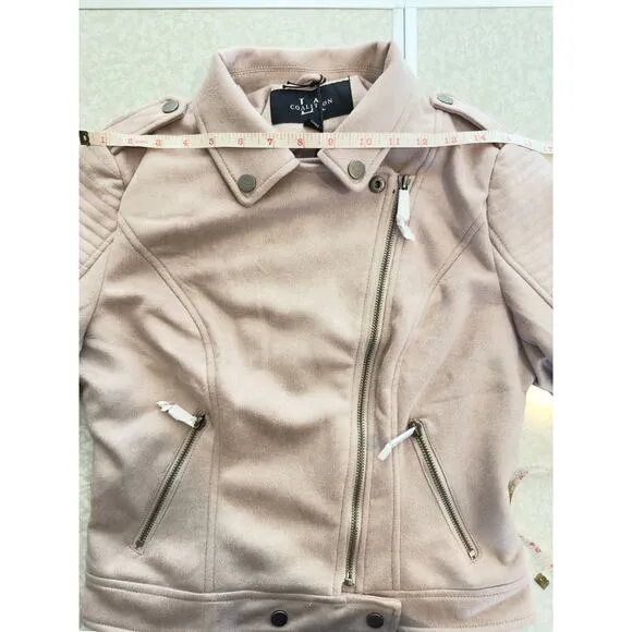 Coalition LA Pastel Dusty Mauve Faux Suede Motorcyle Jacket Sz S NWT