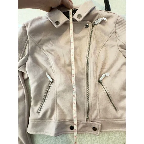 Coalition LA Pastel Dusty Mauve Faux Suede Motorcyle Jacket Sz S NWT