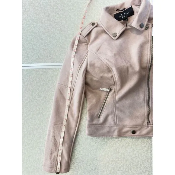 Coalition LA Pastel Dusty Mauve Faux Suede Motorcyle Jacket Sz S NWT