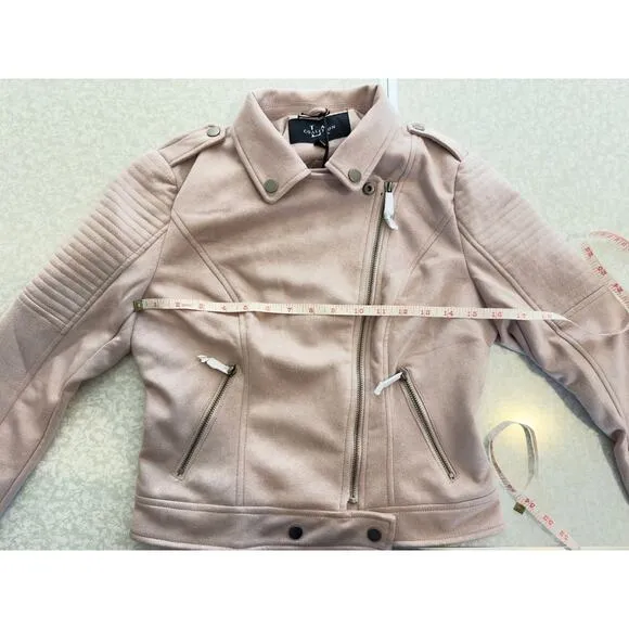 Coalition LA Pastel Dusty Mauve Faux Suede Motorcyle Jacket Sz S NWT