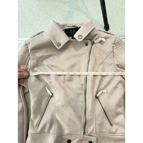 Coalition LA Pastel Dusty Mauve Faux Suede Motorcyle Jacket Sz S NWT