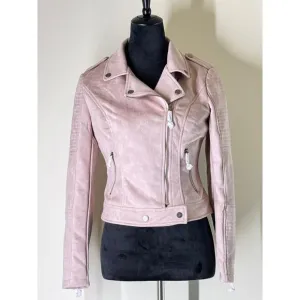 Coalition LA Pastel Dusty Mauve Faux Suede Motorcyle Jacket Sz S NWT