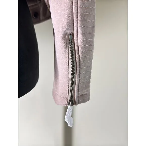 Coalition LA Pastel Dusty Mauve Faux Suede Motorcyle Jacket Sz S NWT