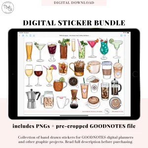 Cocktails   Coffee - Digital Planner Sticker Bundle