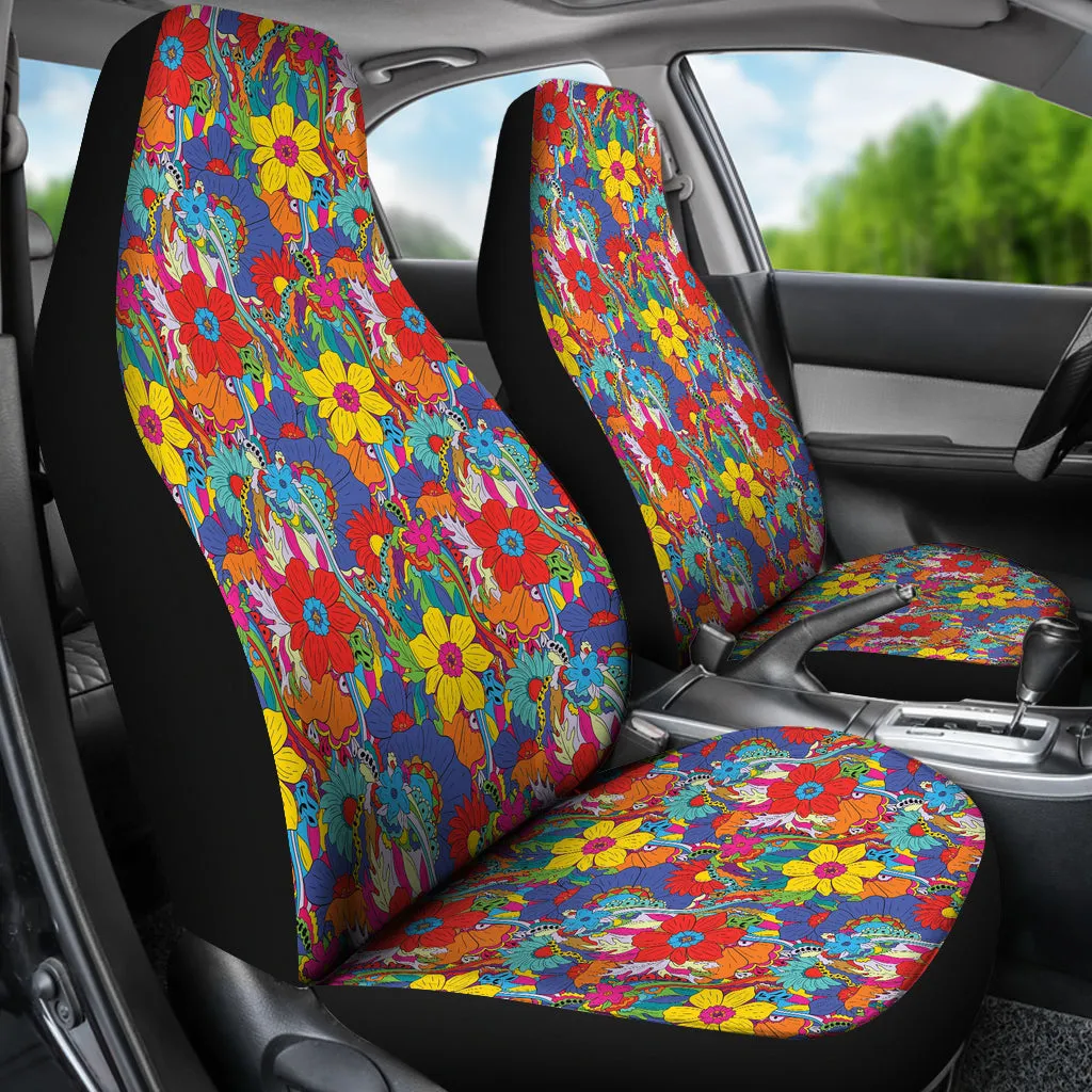 Colorful Abstract Flower Pattern Car Seat Covers
