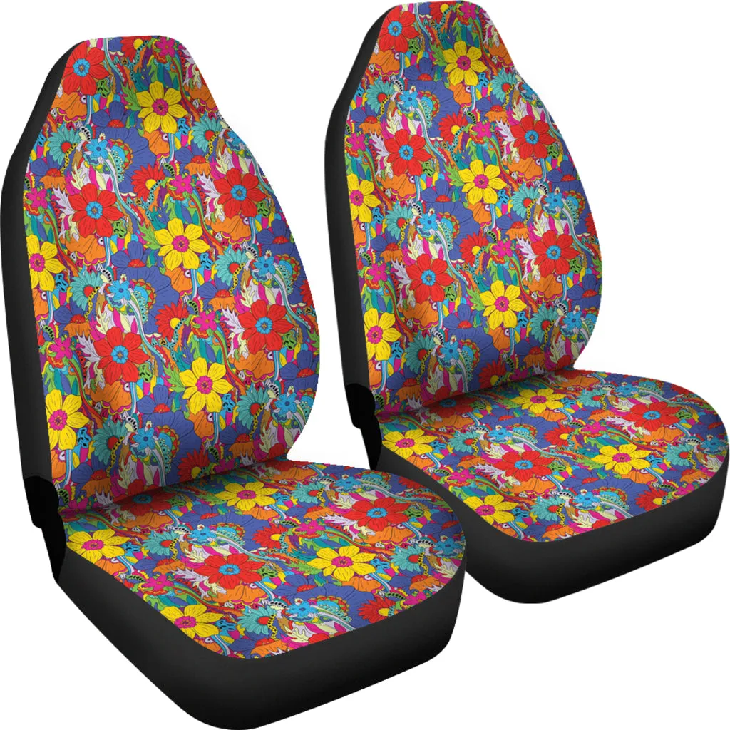 Colorful Abstract Flower Pattern Car Seat Covers