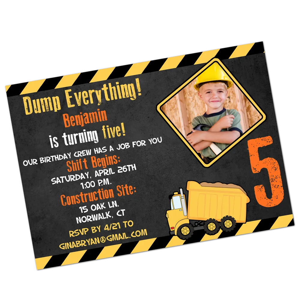 Construction Party Digital Birthday Invitation