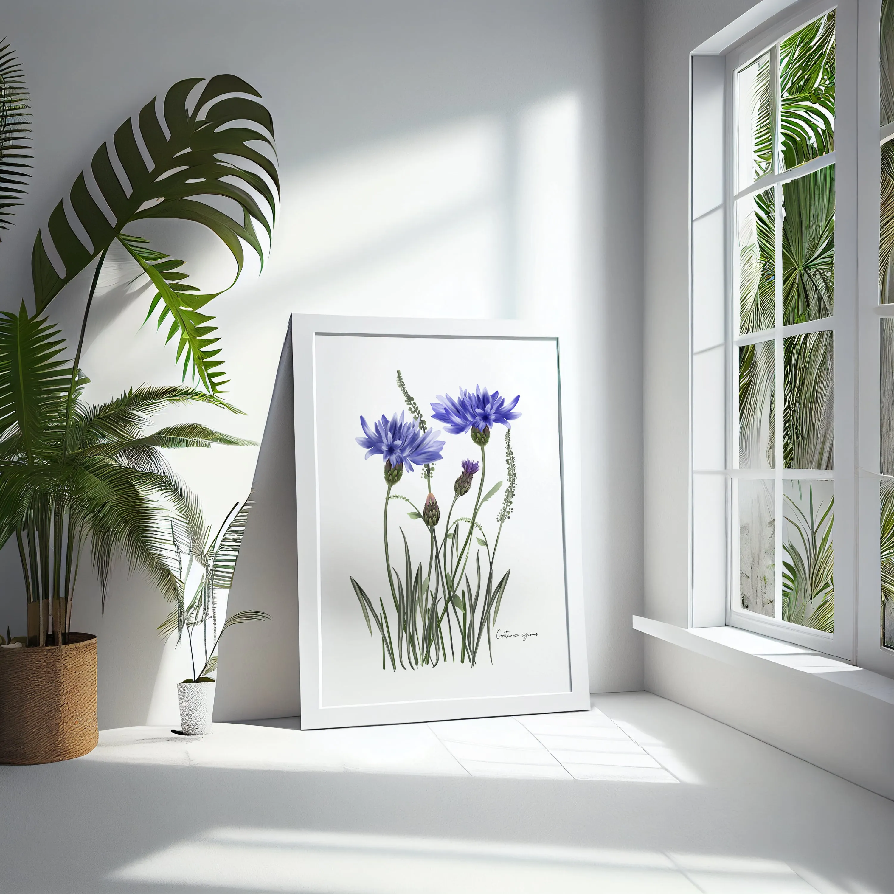 Cornflower in Grasses Wall Art Print