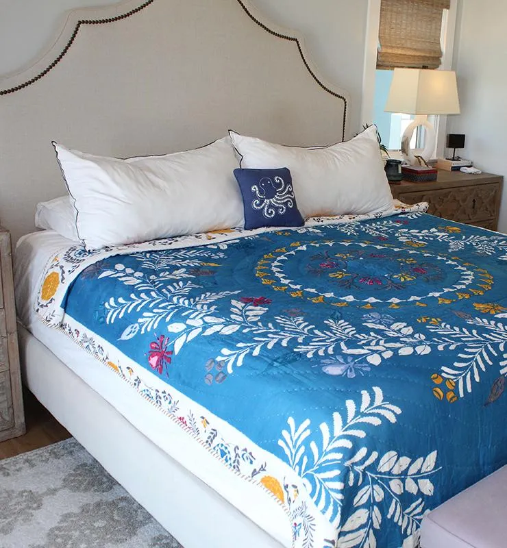 Cotton Blue Botanical Quilt