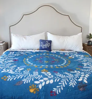 Cotton Blue Botanical Quilt
