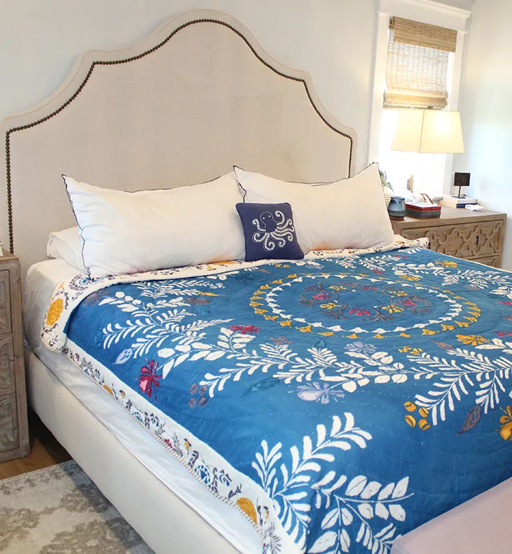 Cotton Blue Botanical Quilt