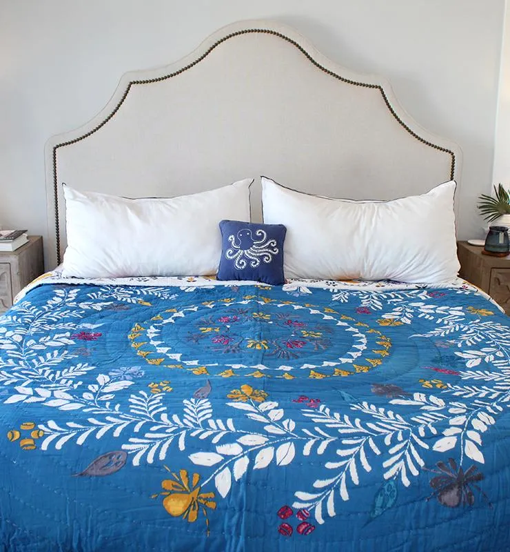 Cotton Blue Botanical Quilt