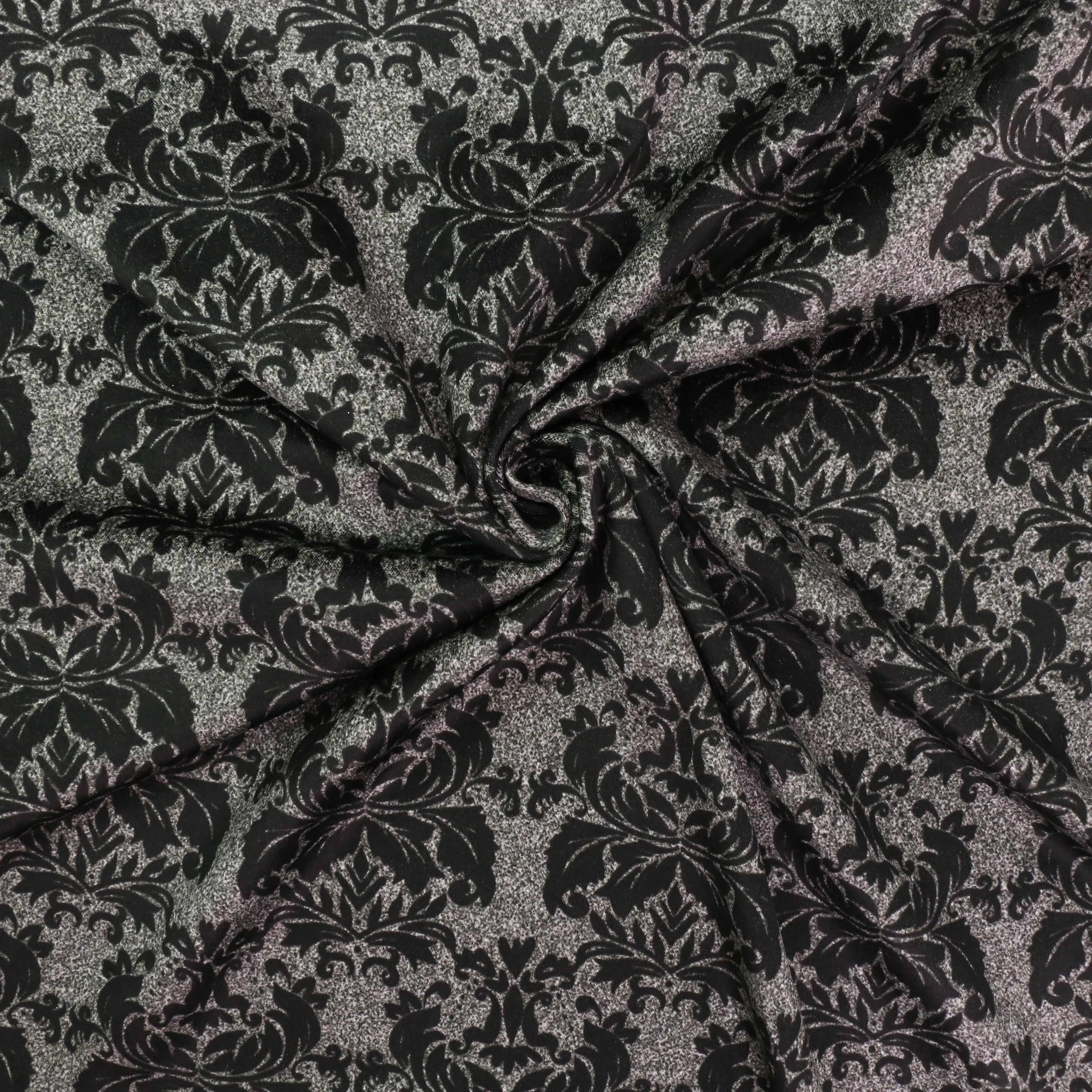 Cotton Velvet fabric - Black, grey