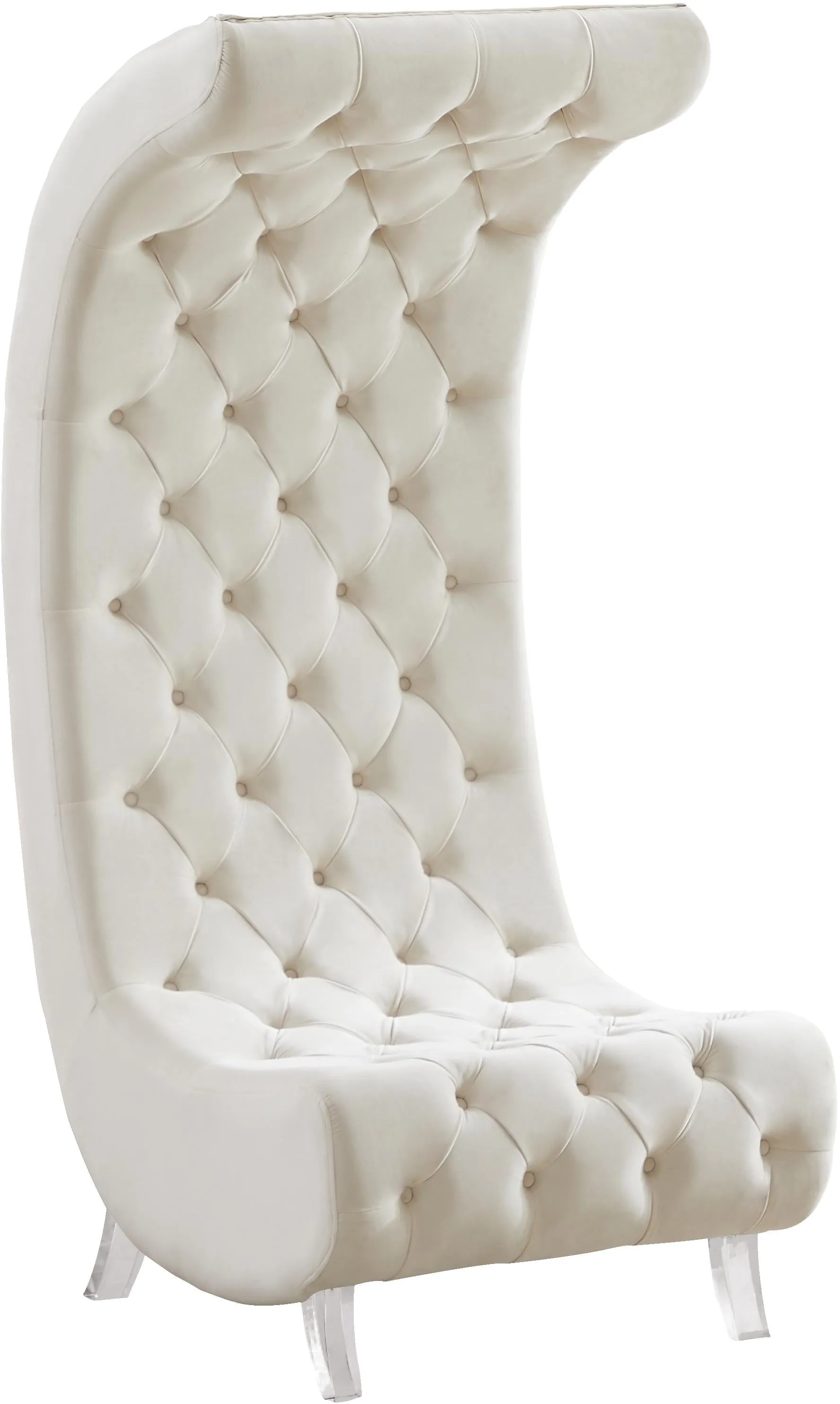 Crescent Cream Velvet Accent Chair