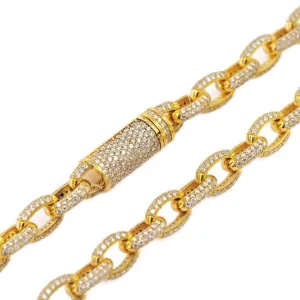 Custom DIAMOND CABLE LINK CHAIN with Diamond Barrel Lock