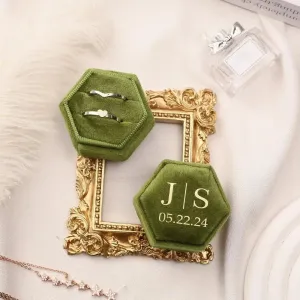 Custom Hexagon Velvet Ring Box Double Slot For Wedding Ceremony Engagement Decoration Velvet Ring Display Personalized Gift