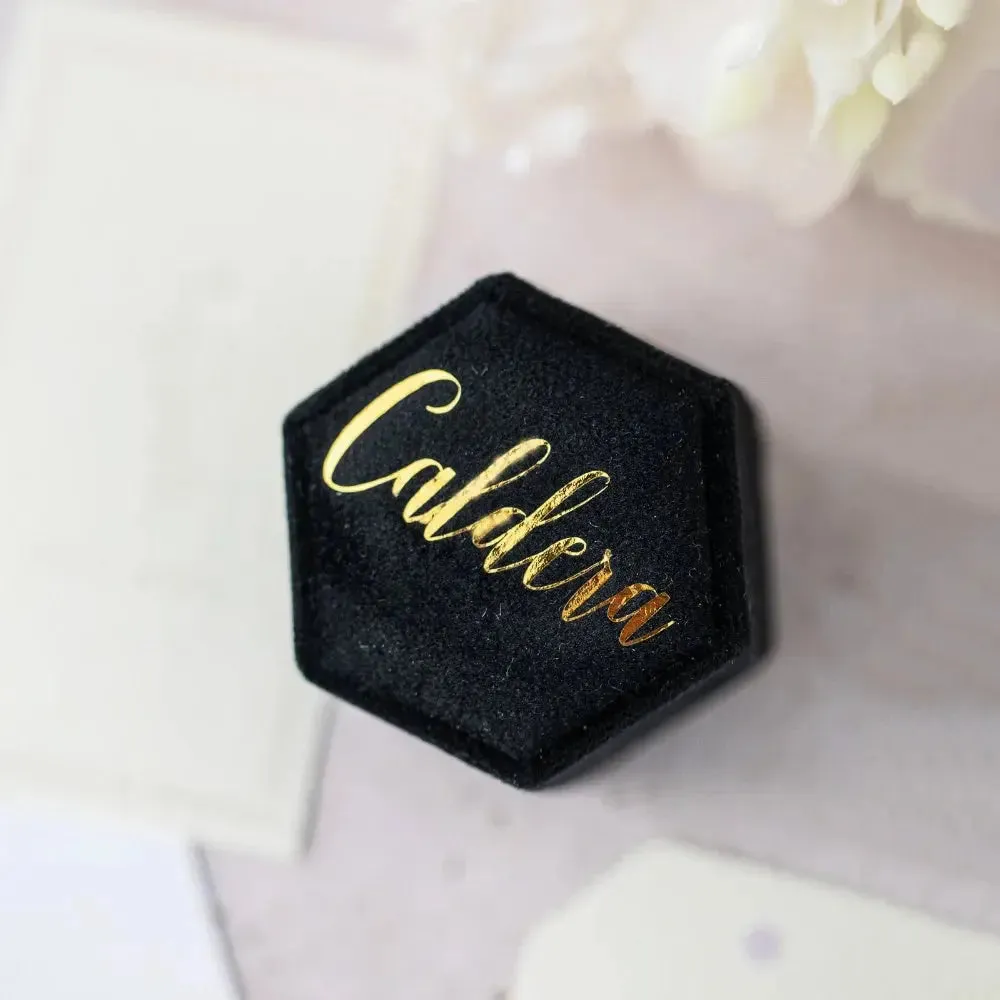 Custom Hexagon Velvet Ring Box Double Slot For Wedding Ceremony Engagement Decoration Velvet Ring Display Personalized Gift