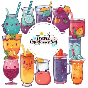 Cute Drinks Digital Art SETDR002