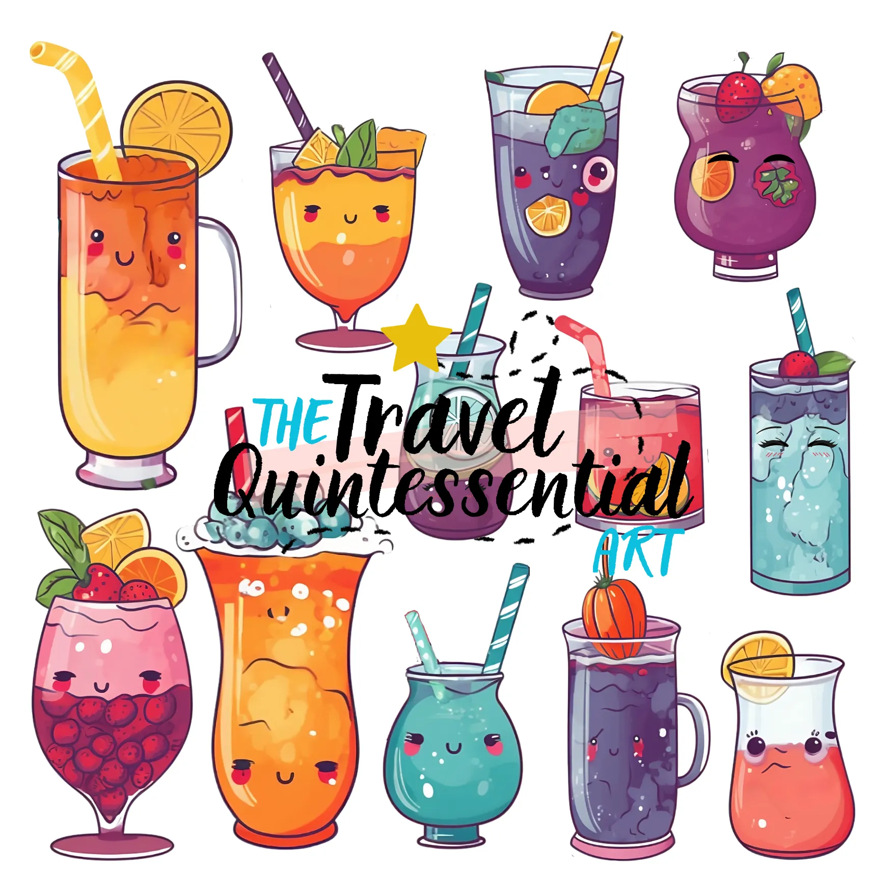 Cute Drinks Digital Art SETDR002