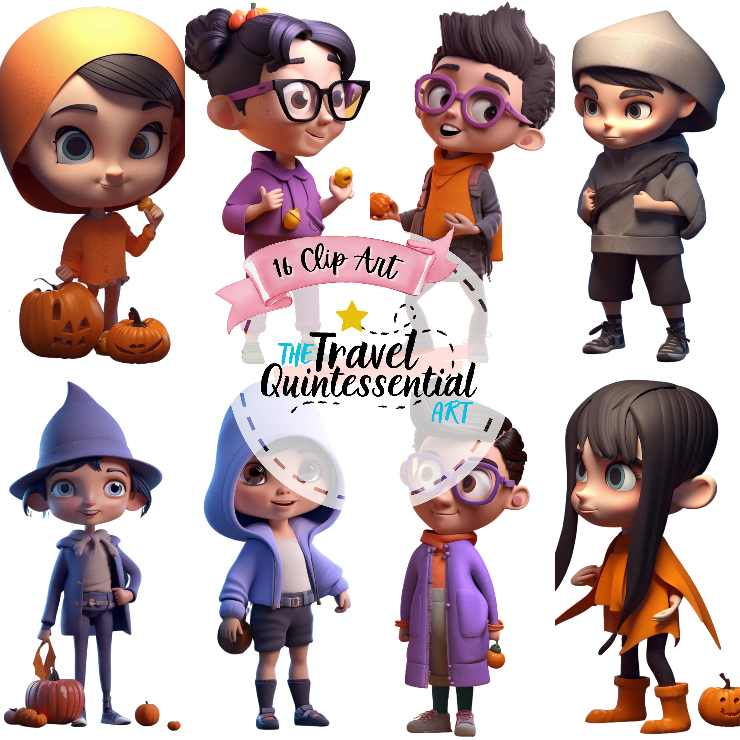 Cute Halloween Kids - Digital Art SETKID002
