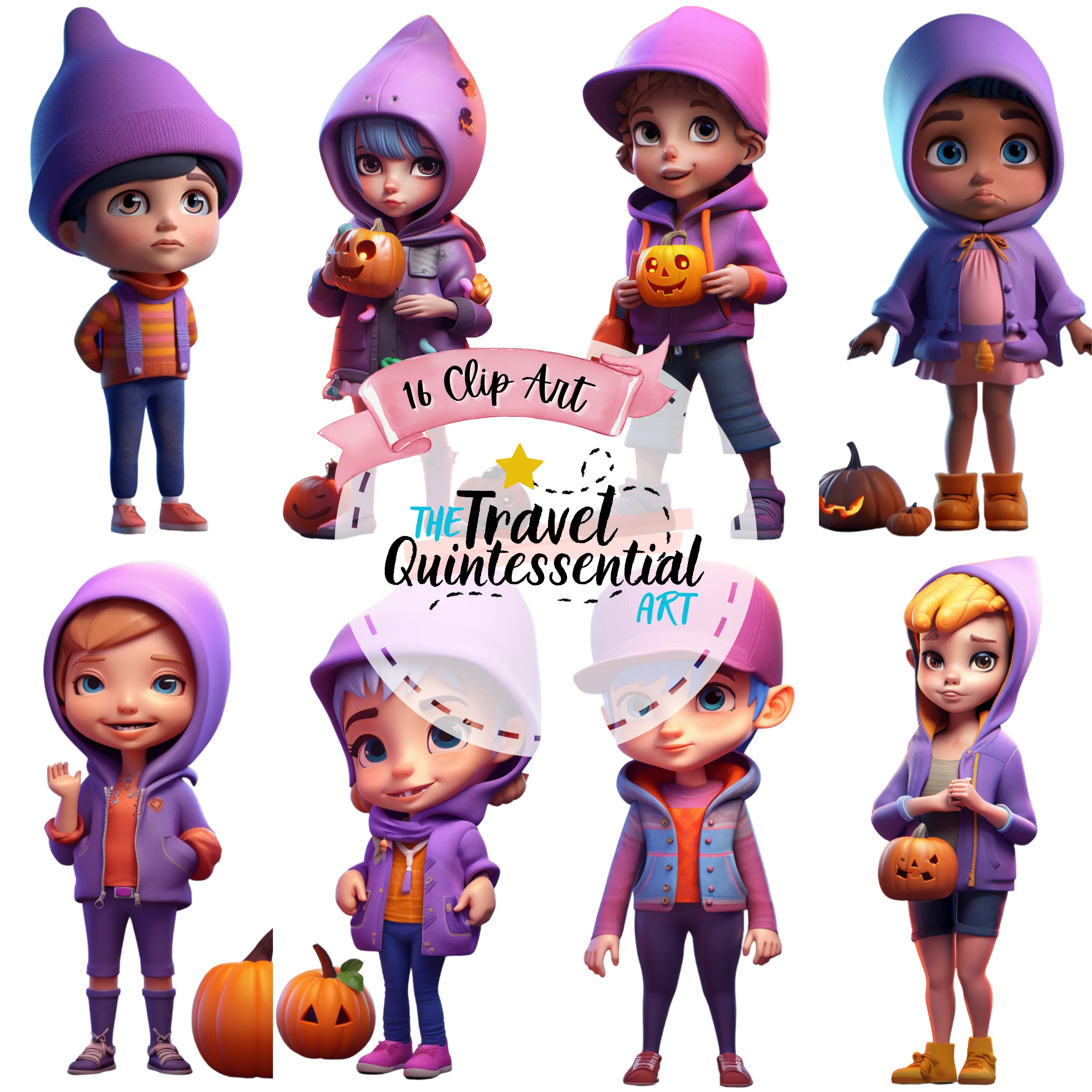 Cute Halloween Kids - Digital Art SETKID002