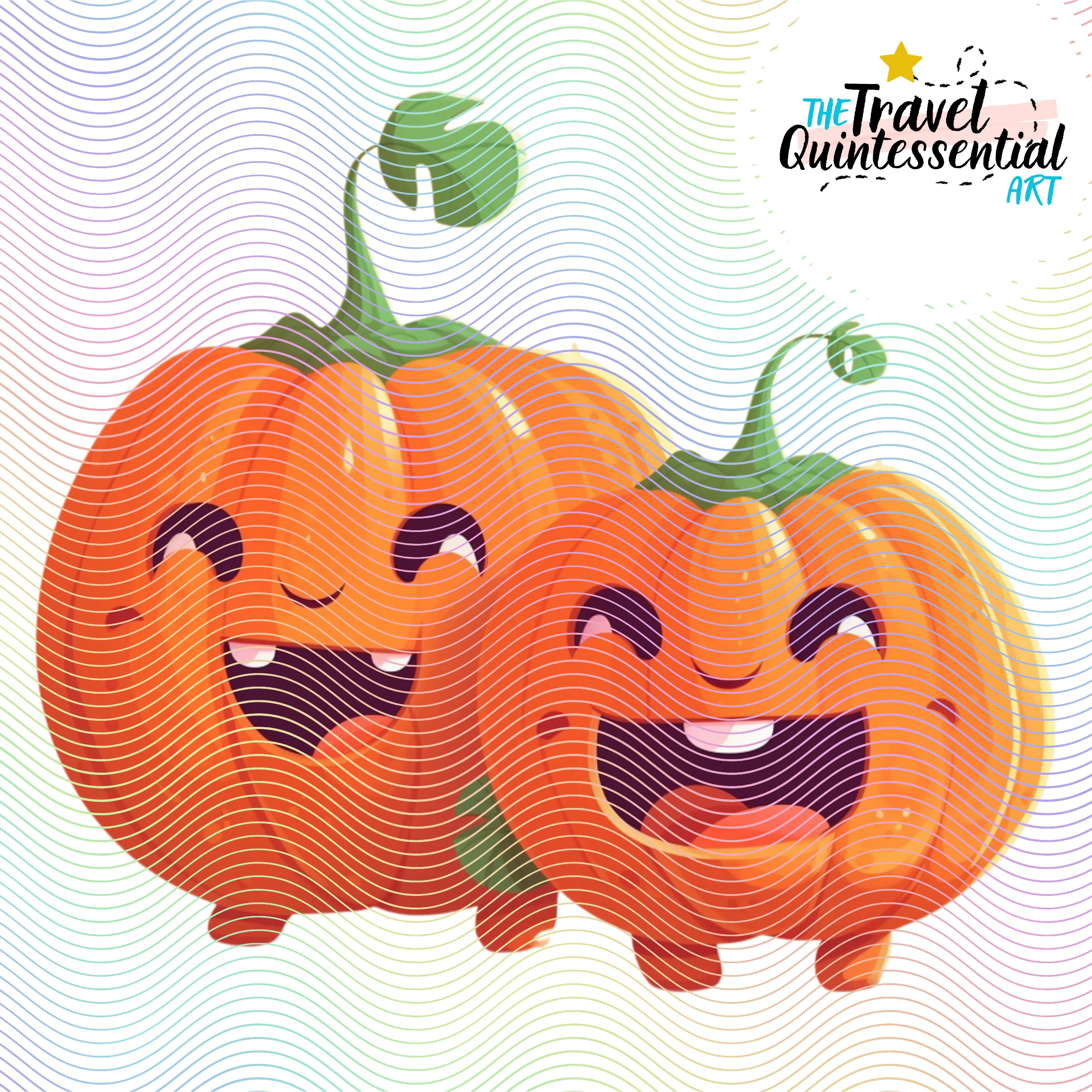 Cute Halloween Pumpkin Couples Characters - Digital Art SETPK002