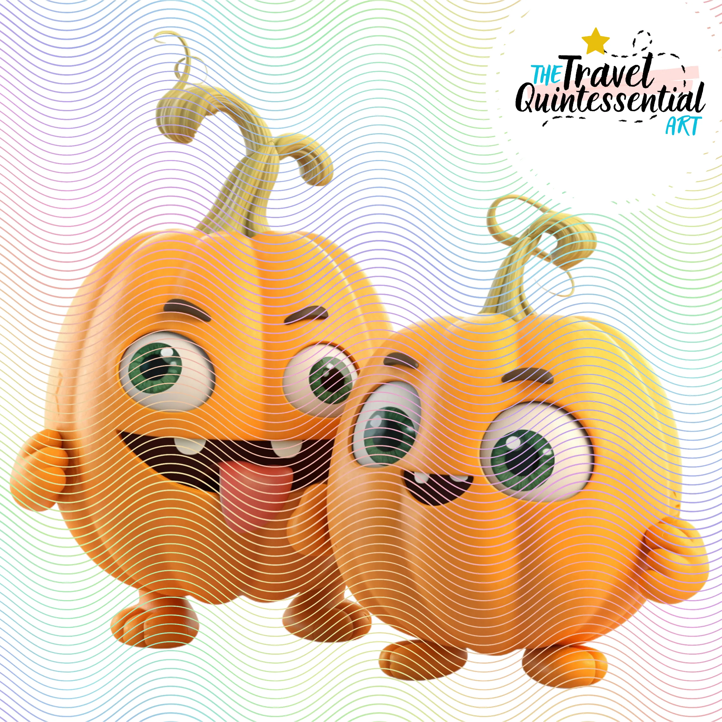 Cute Halloween Pumpkin Couples Characters - Digital Art SETPK002