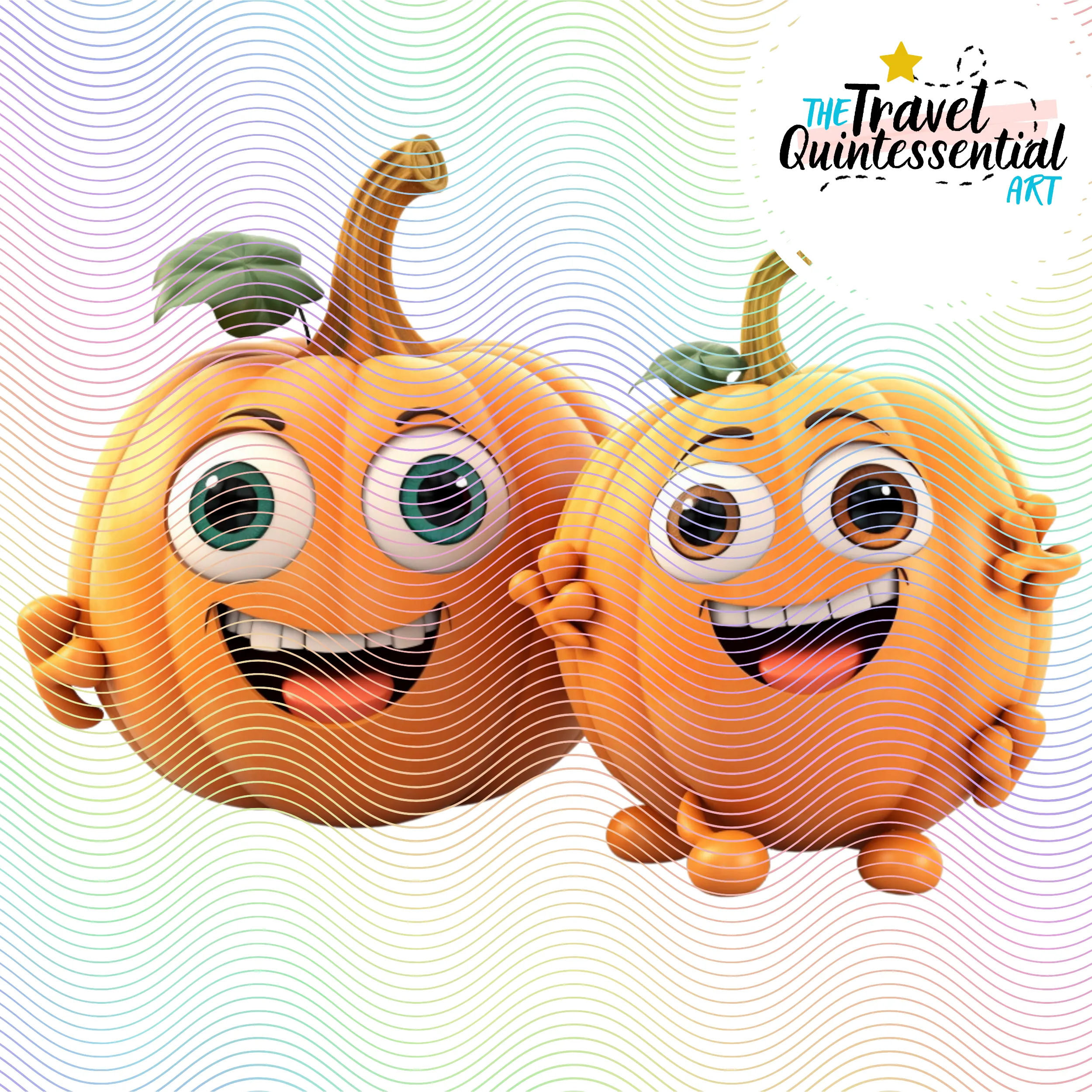 Cute Halloween Pumpkin Couples Characters - Digital Art SETPK002