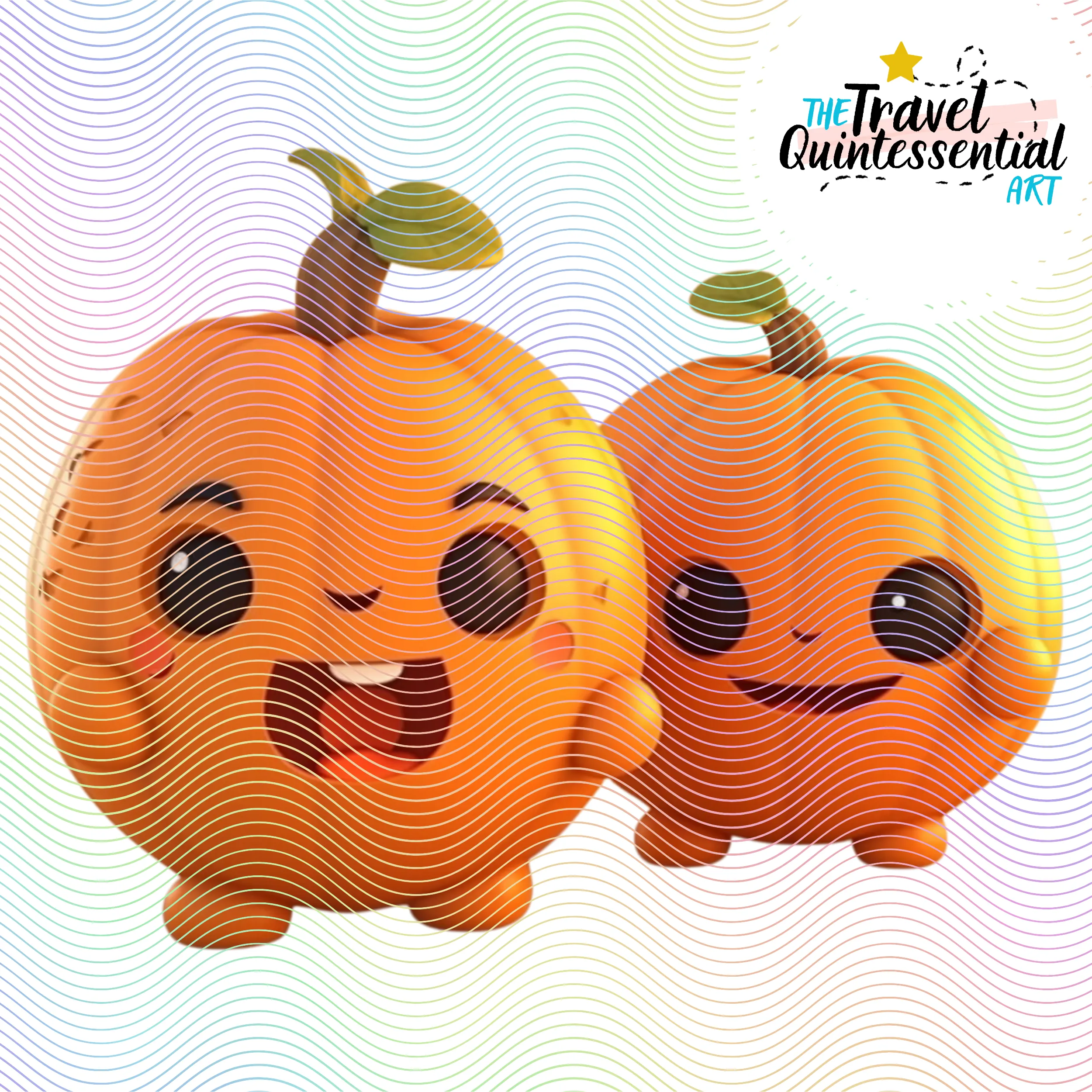 Cute Halloween Pumpkin Couples Characters - Digital Art SETPK002