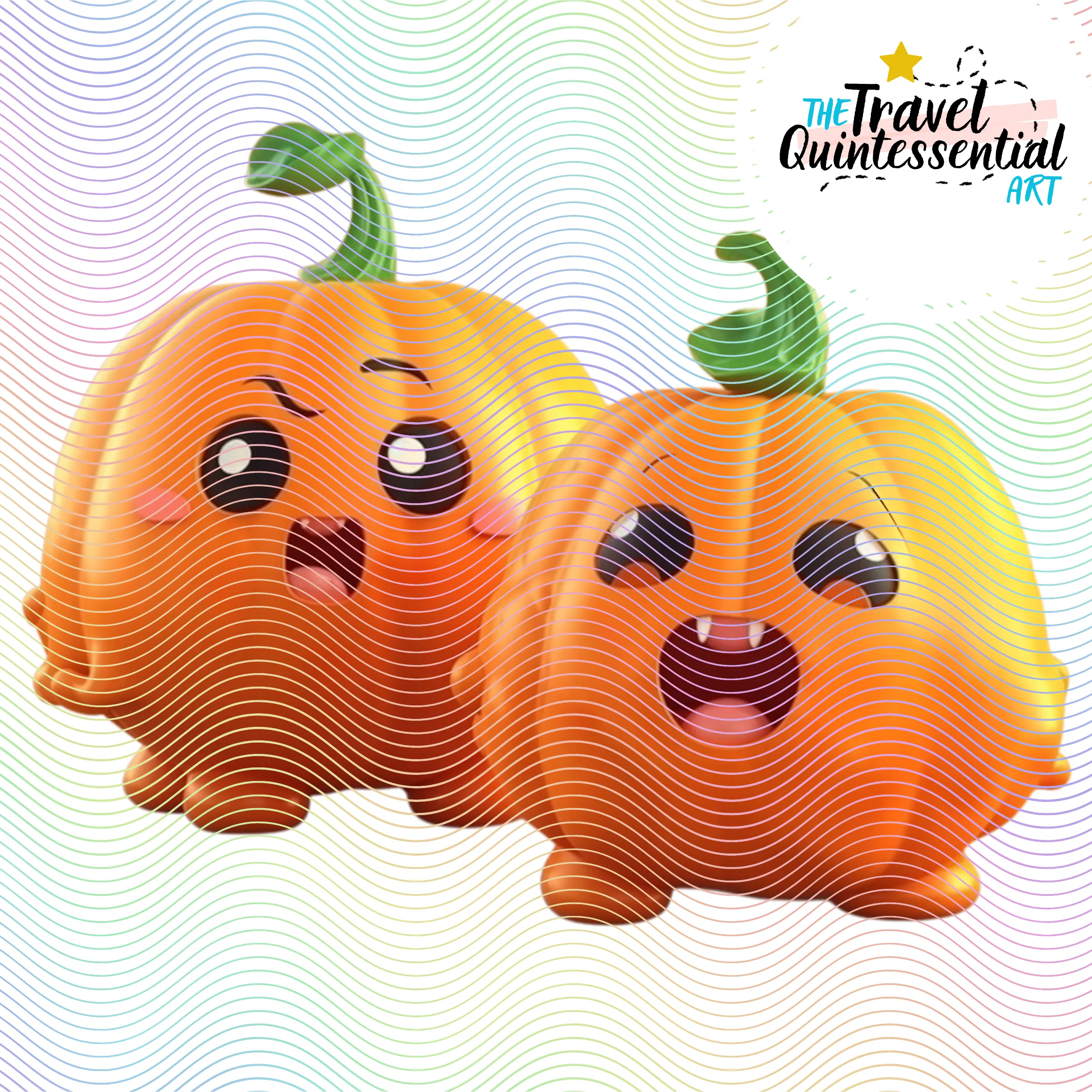 Cute Halloween Pumpkin Couples Characters - Digital Art SETPK002