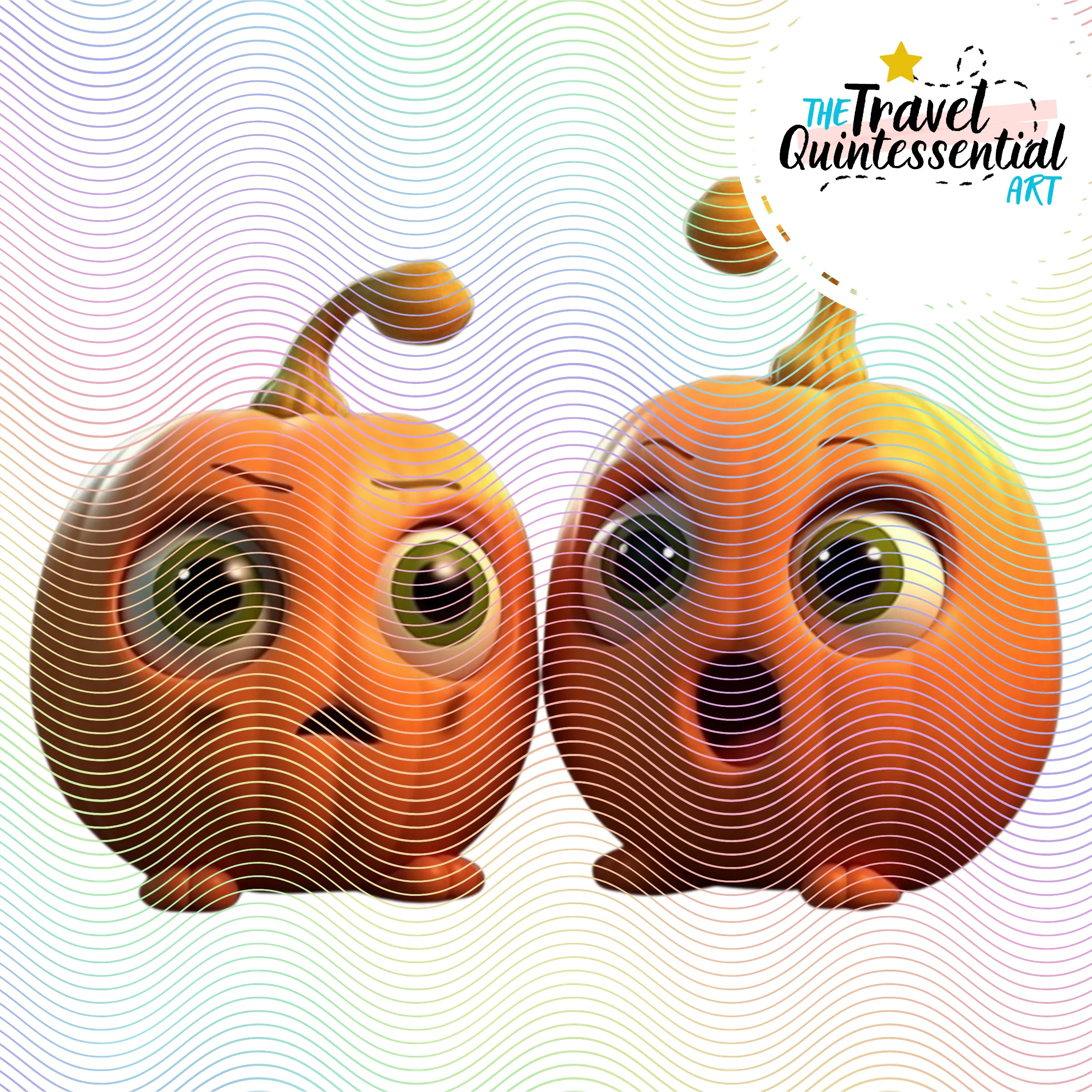 Cute Halloween Pumpkin Couples Characters - Digital Art SETPK002