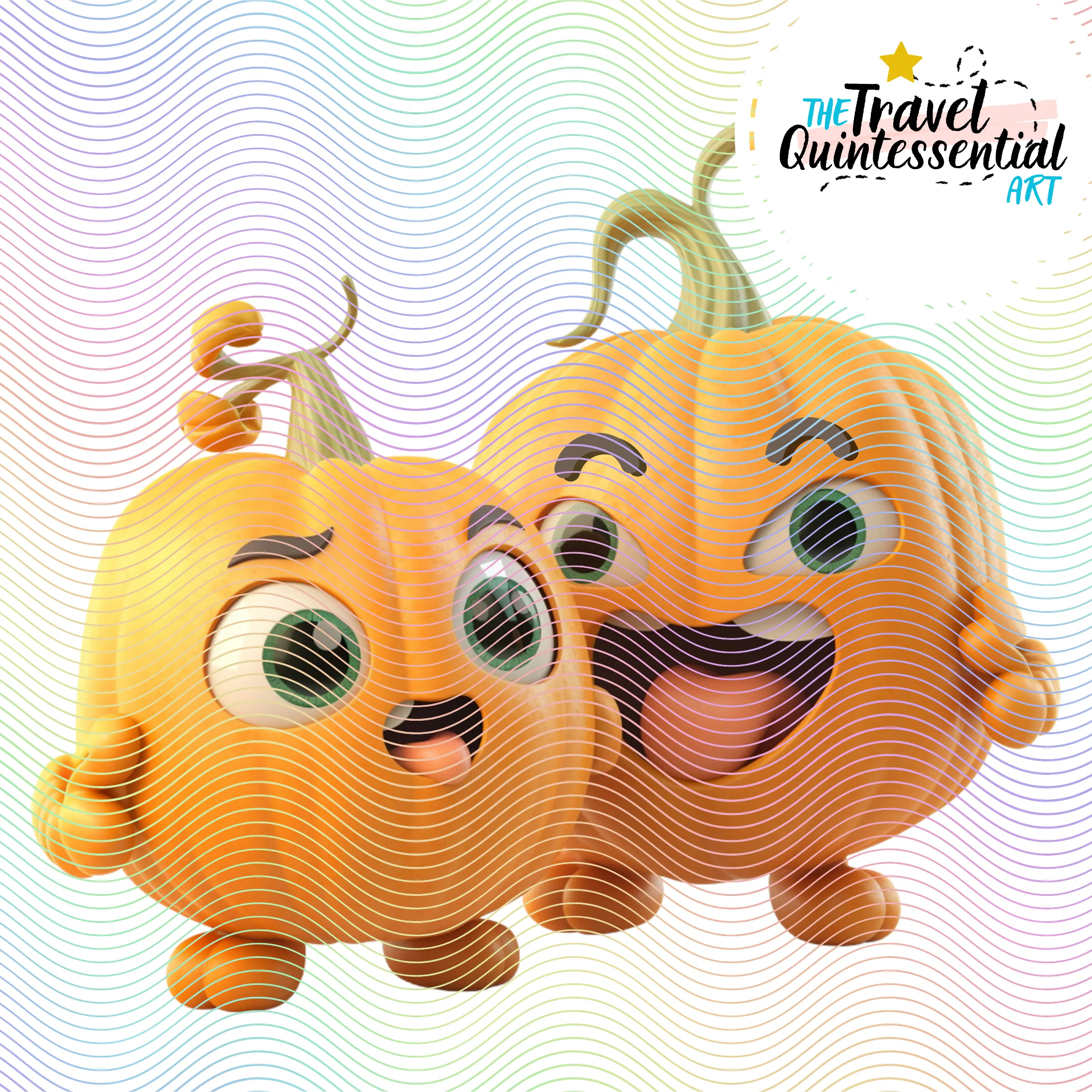 Cute Halloween Pumpkin Couples Characters - Digital Art SETPK002