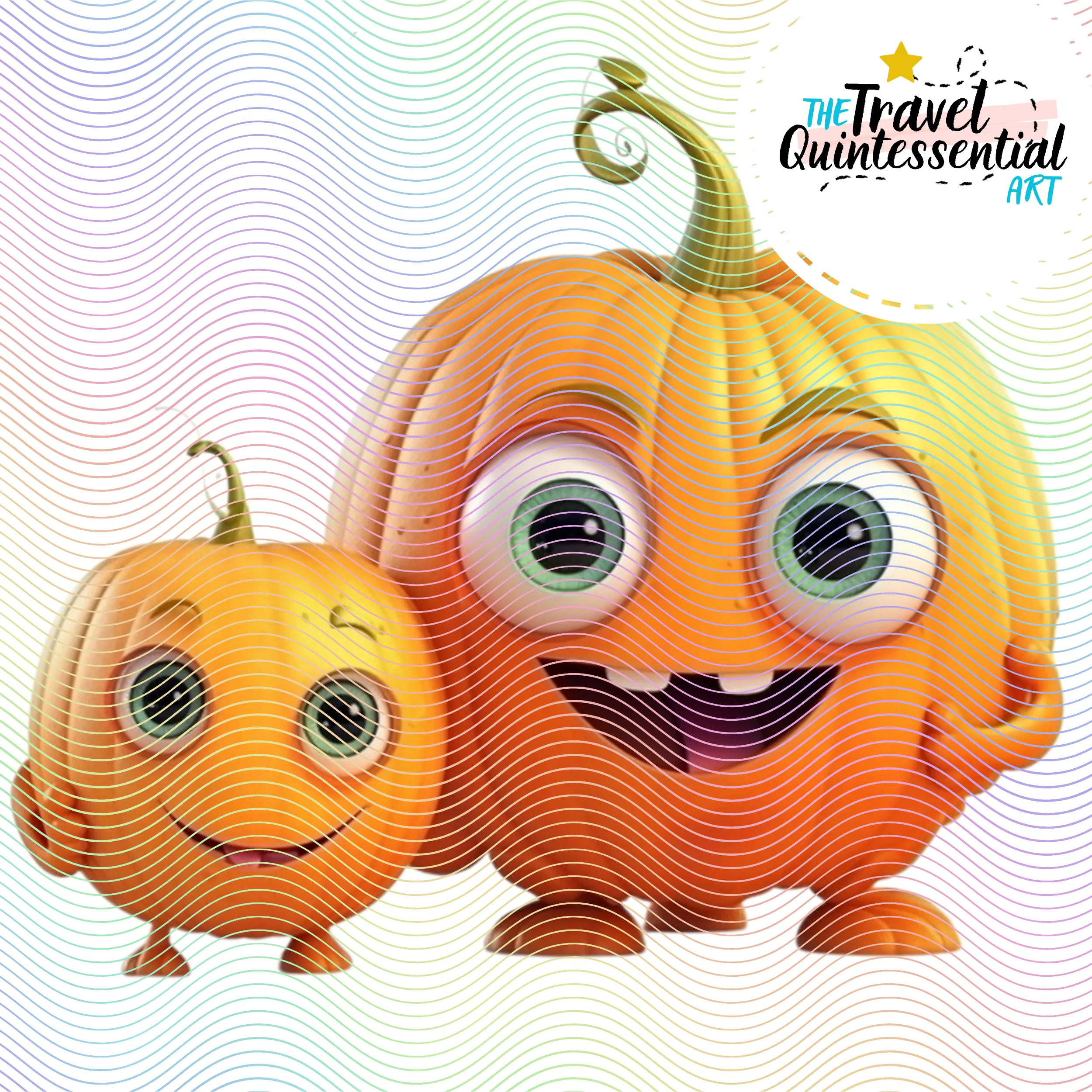 Cute Halloween Pumpkin Couples Characters - Digital Art SETPK002