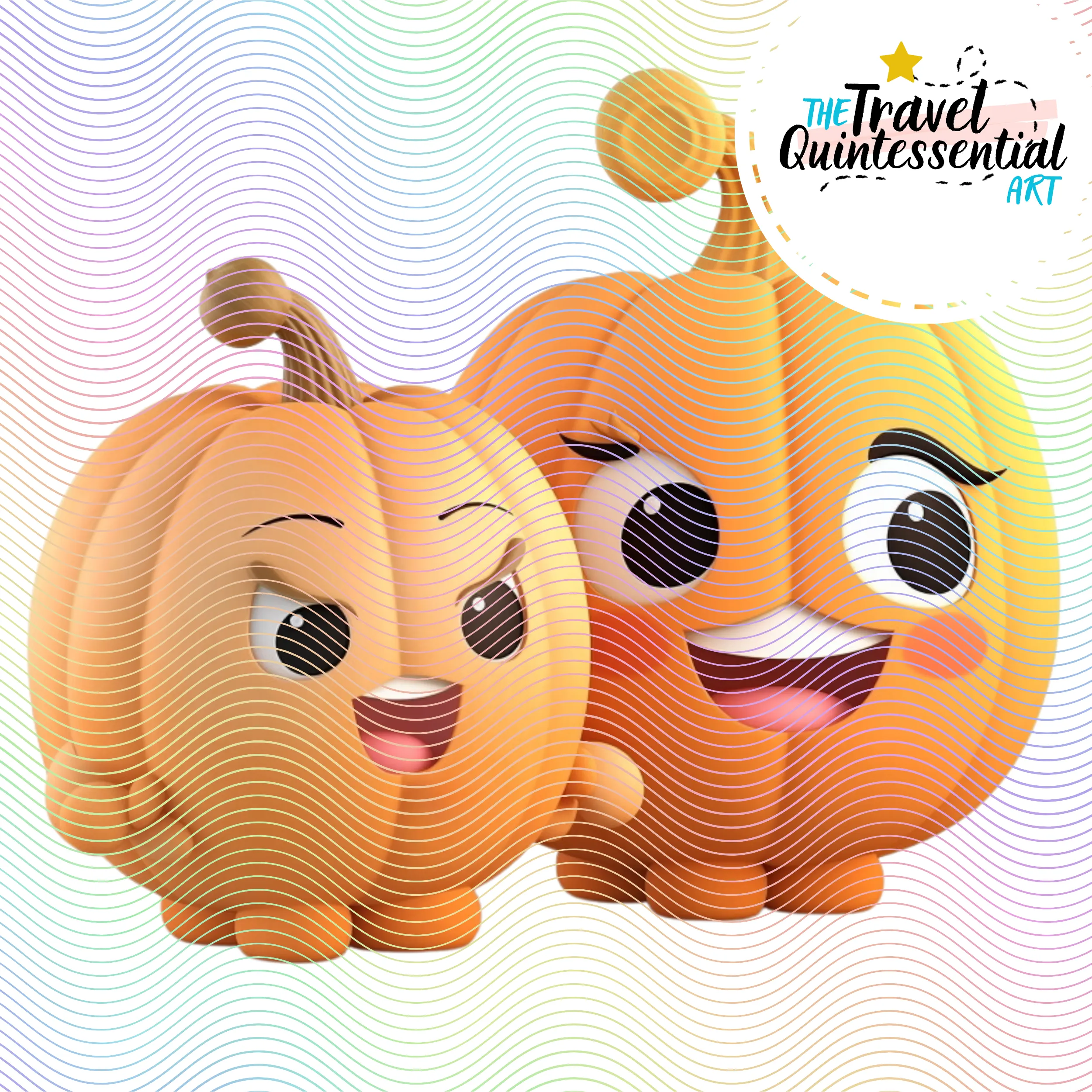 Cute Halloween Pumpkin Couples Characters - Digital Art SETPK002