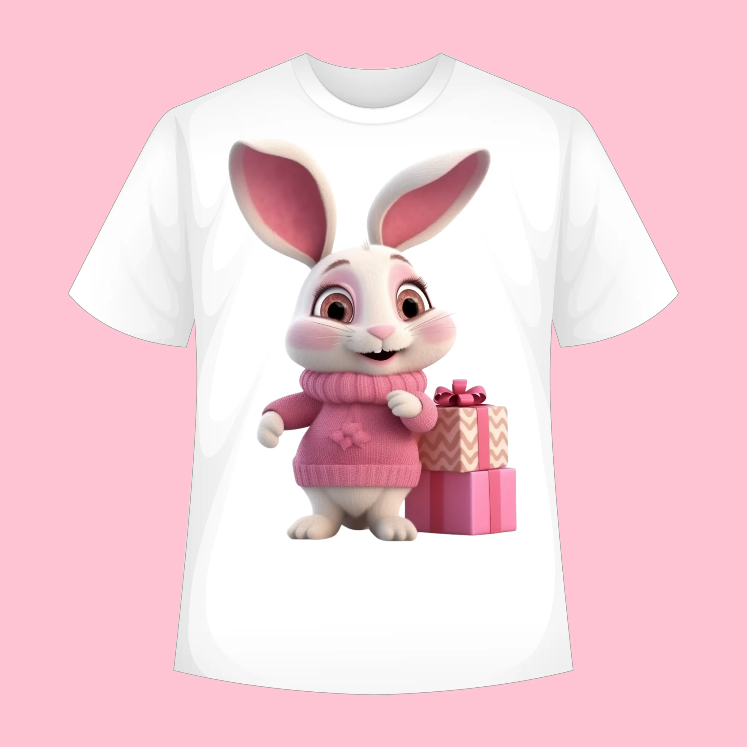 Cute Rabbits in Pink Outfits Digital Art SETRAB001