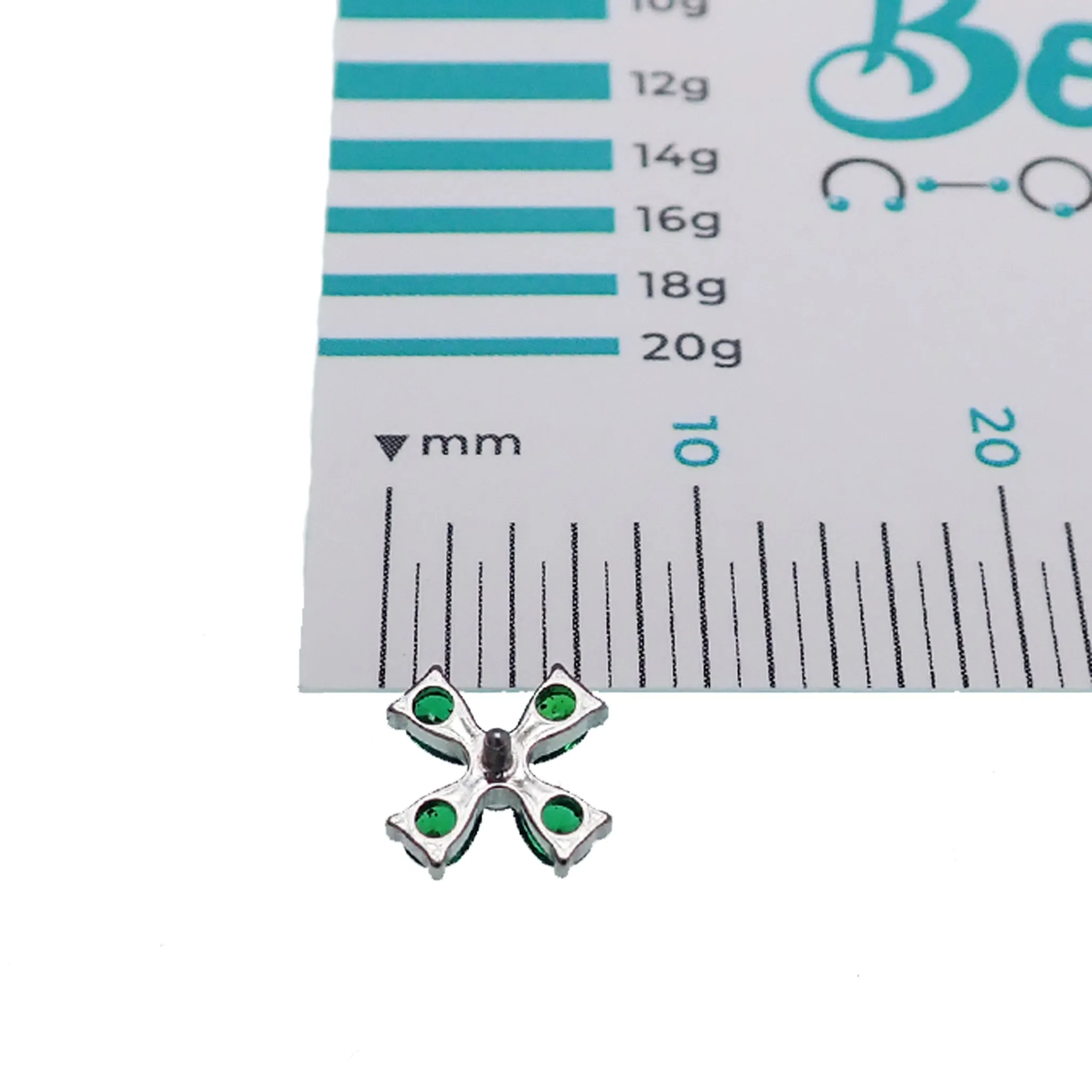 CZ Cross Flower Titanium Flatback Piercing - 18g, 16g, 14g