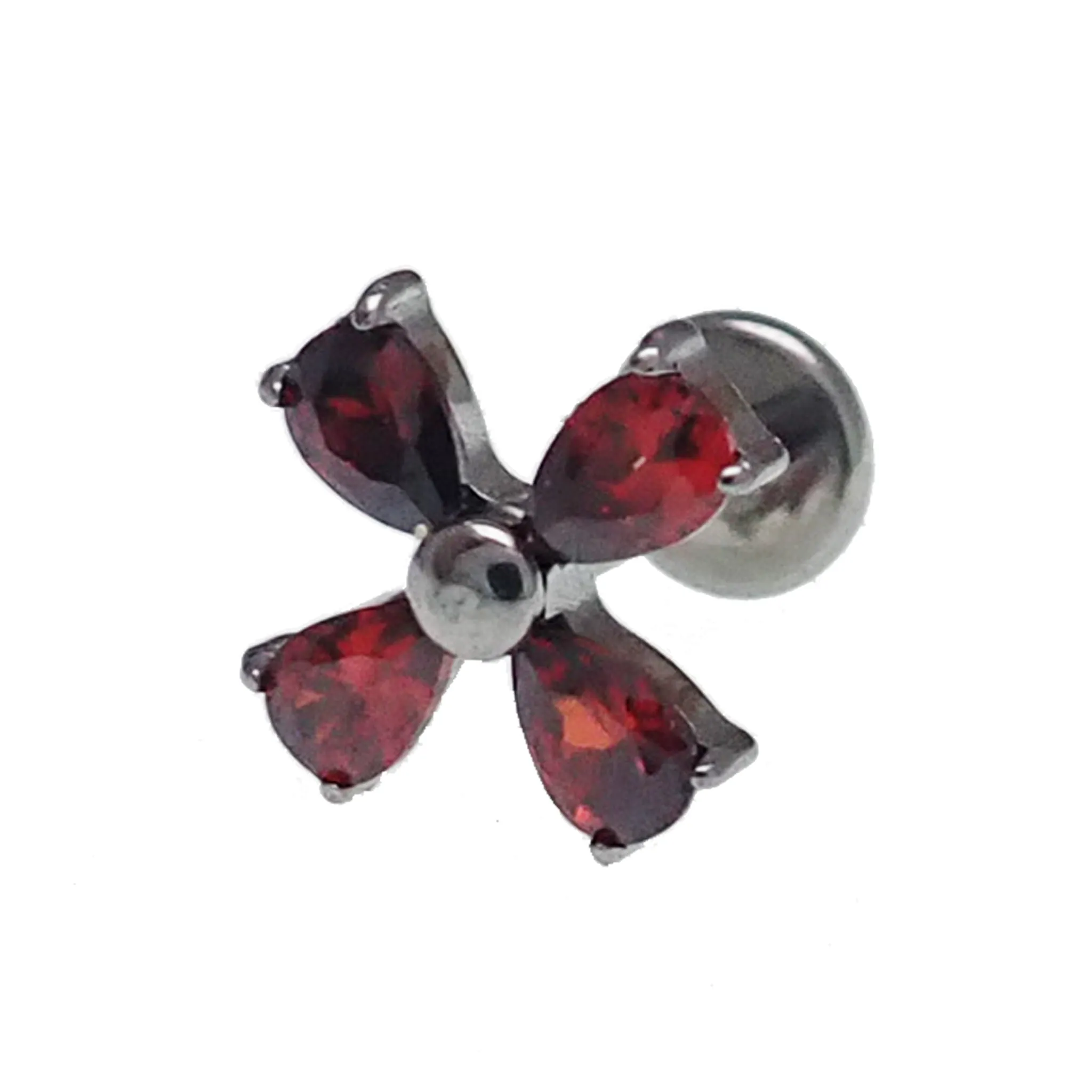 CZ Cross Flower Titanium Flatback Piercing - 18g, 16g, 14g