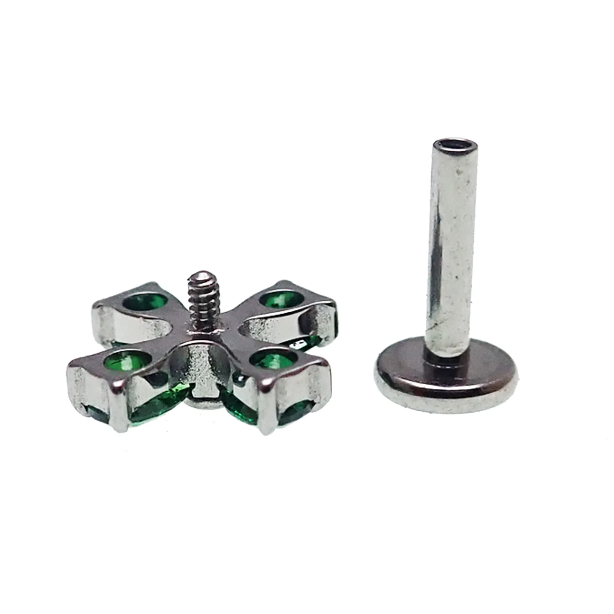 CZ Cross Flower Titanium Flatback Piercing - 18g, 16g, 14g