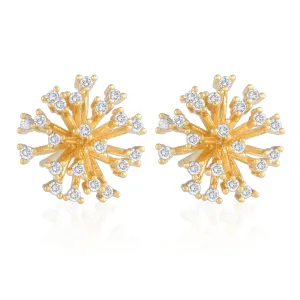 CZ Dandelion Flower Stud Earrings