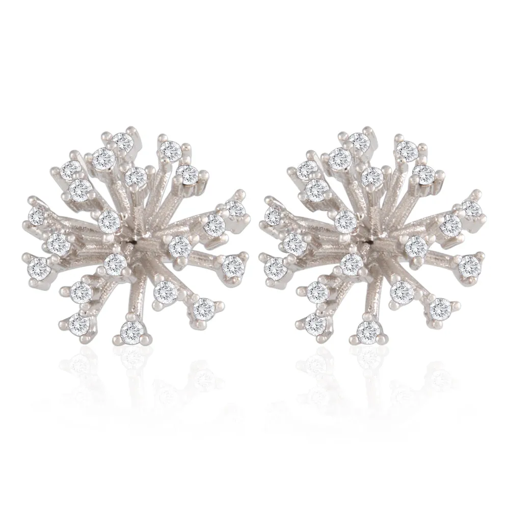 CZ Dandelion Flower Stud Earrings