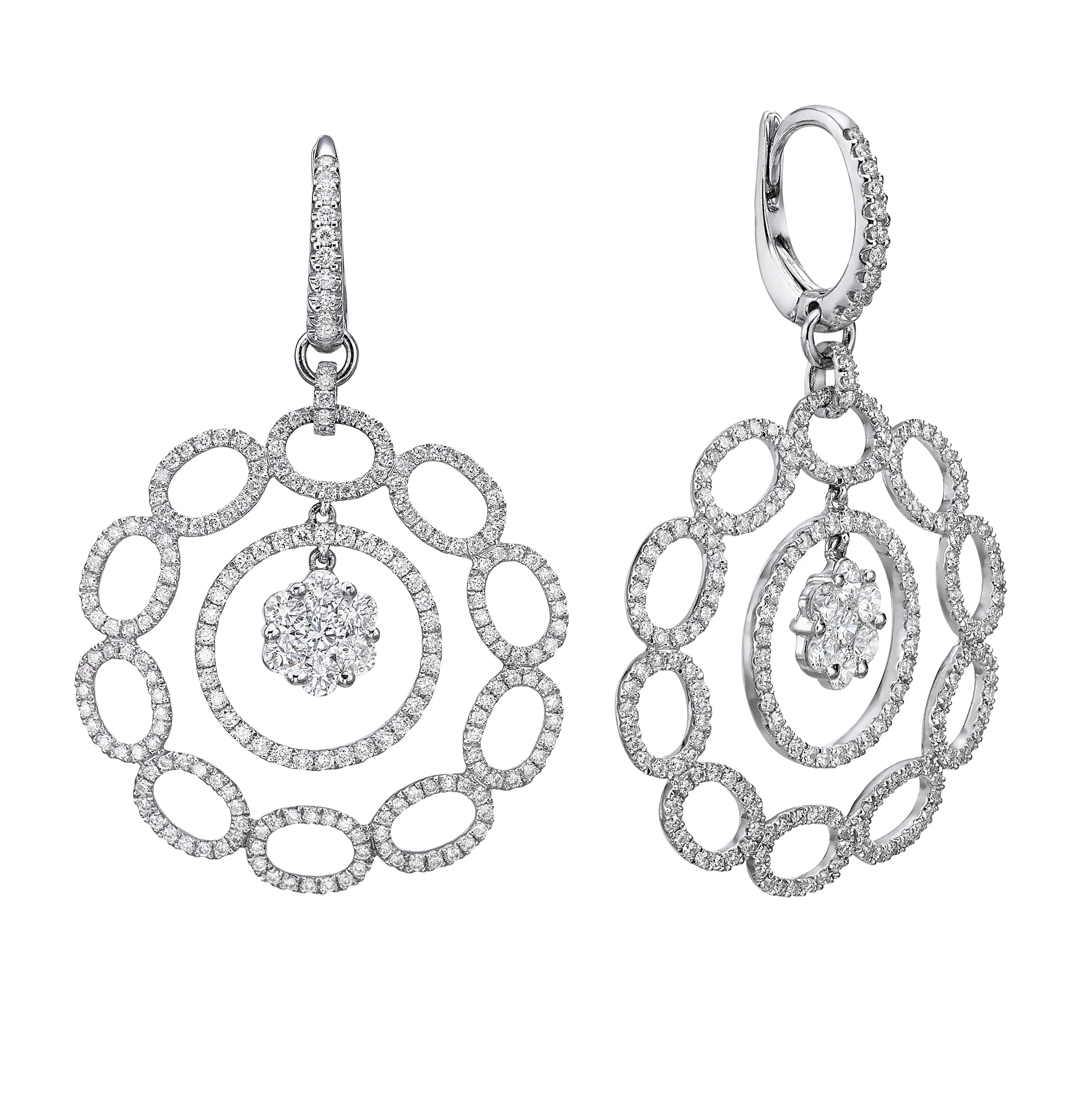 Dangling Flower Diamond Earrings