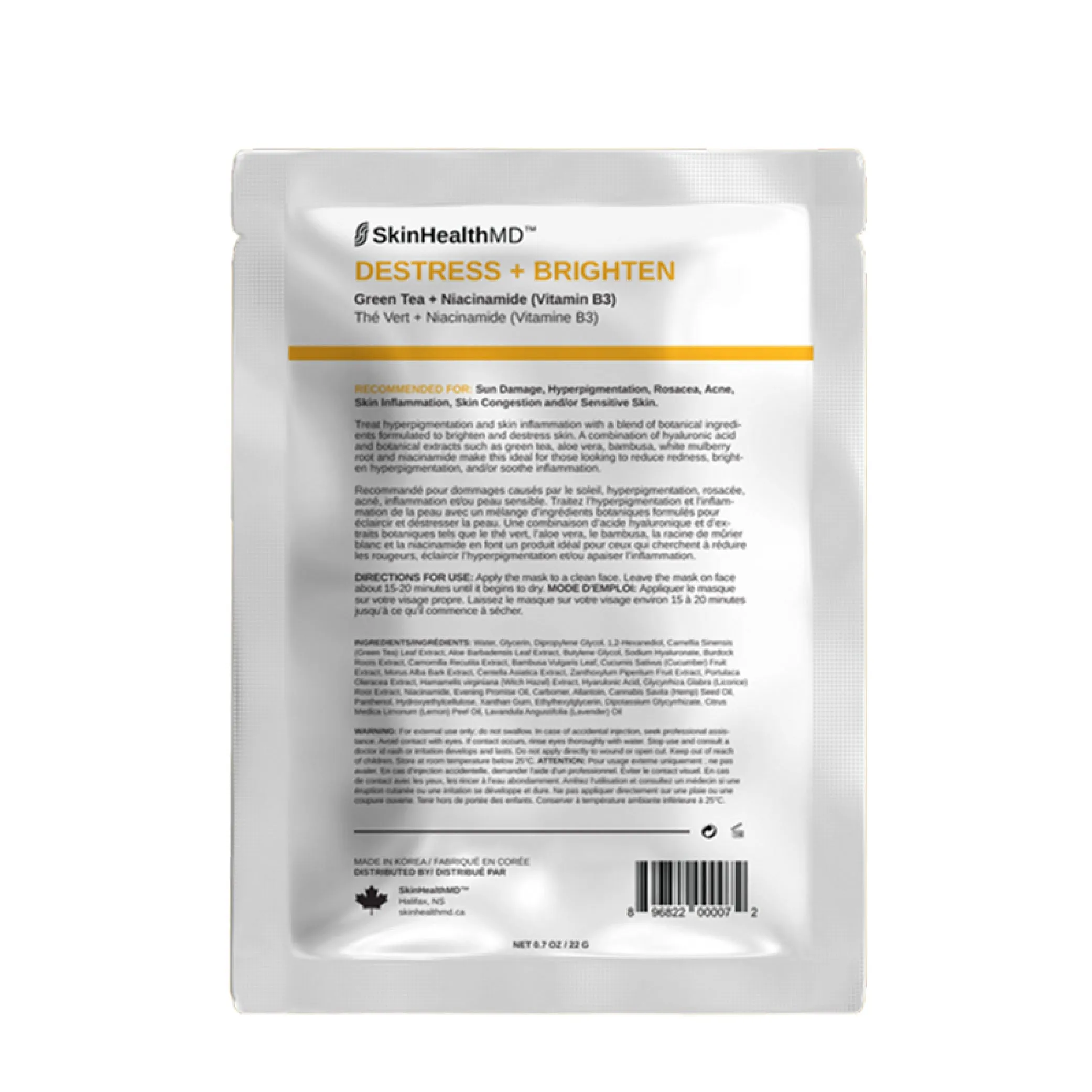 Destress   Brighten Facial Sheet Mask