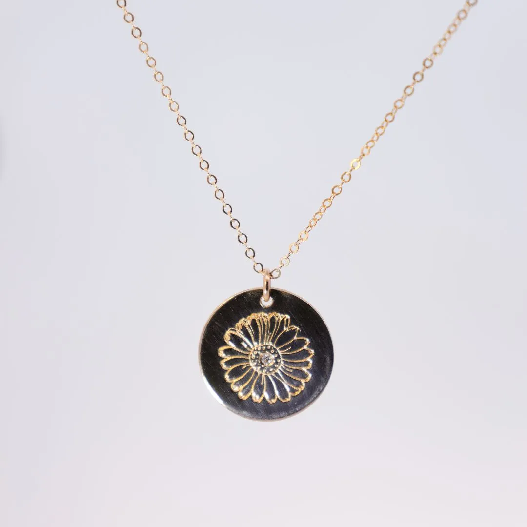 Diamond Birth Flower Necklace
