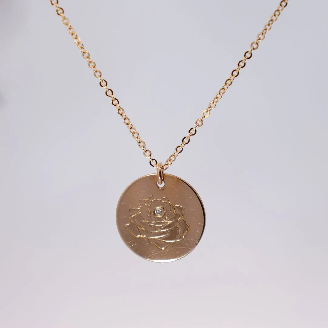 Diamond Birth Flower Necklace