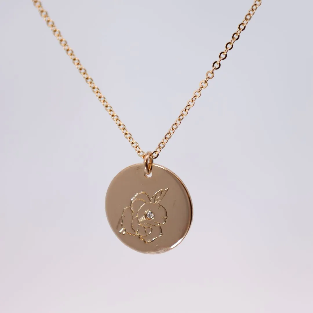 Diamond Birth Flower Necklace