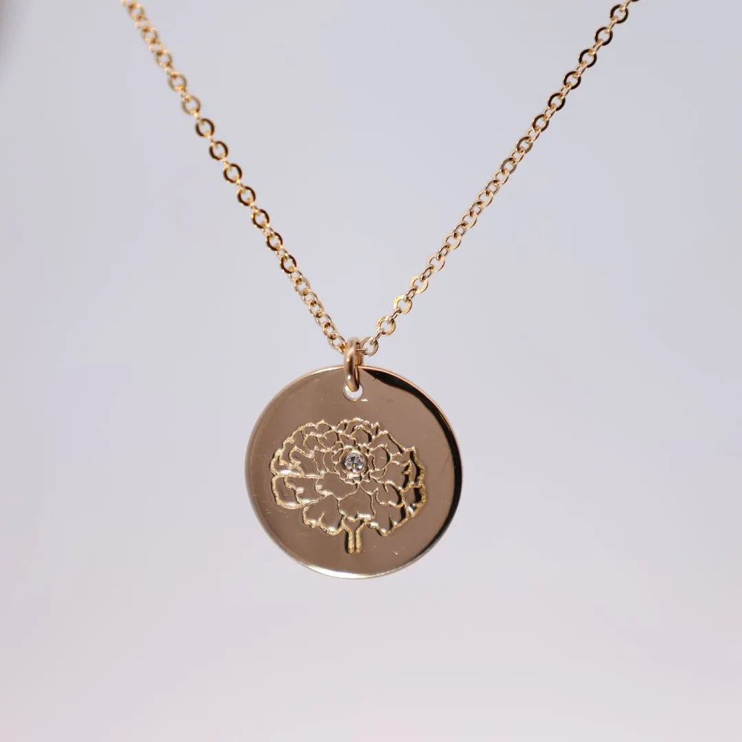 Diamond Birth Flower Necklace