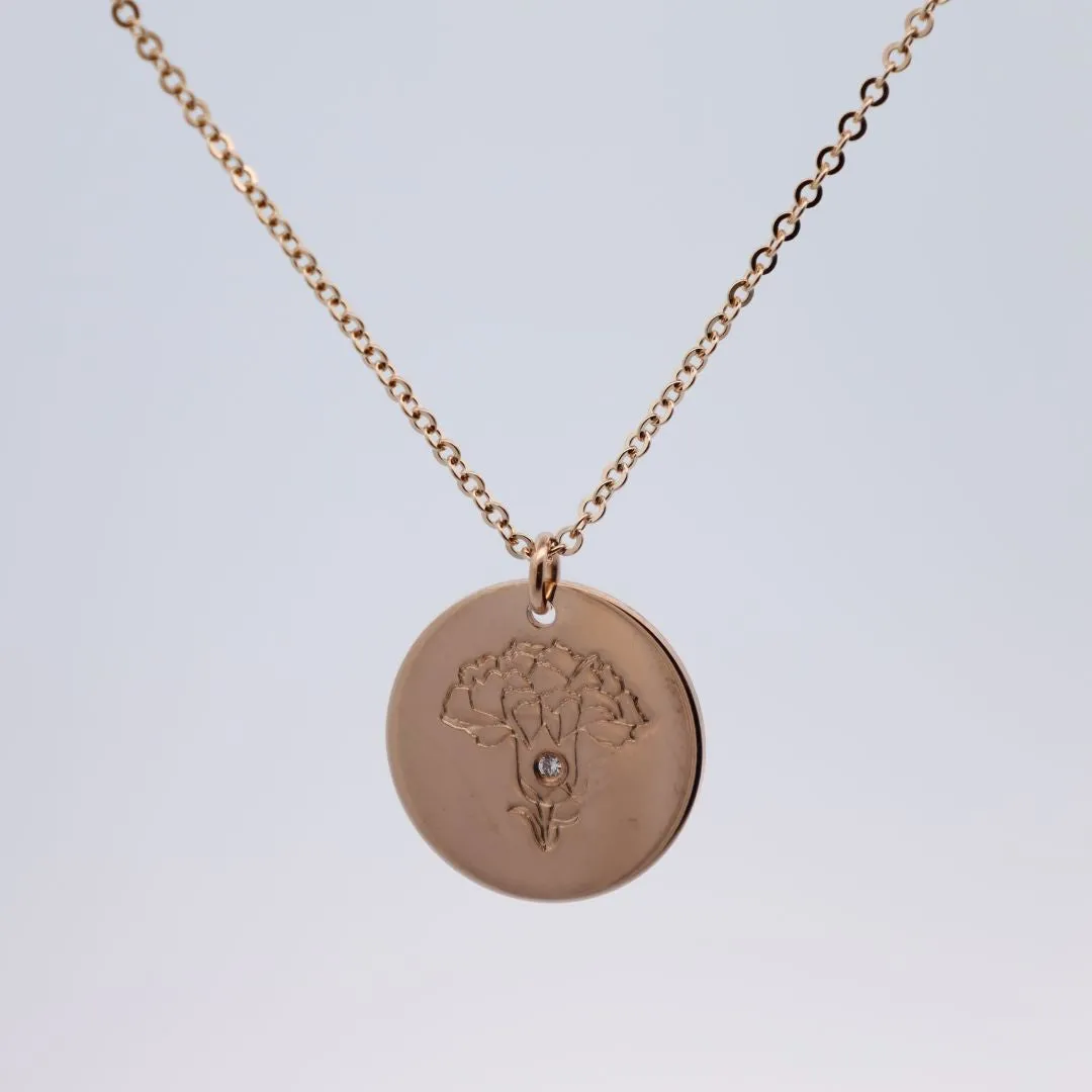 Diamond Birth Flower Necklace