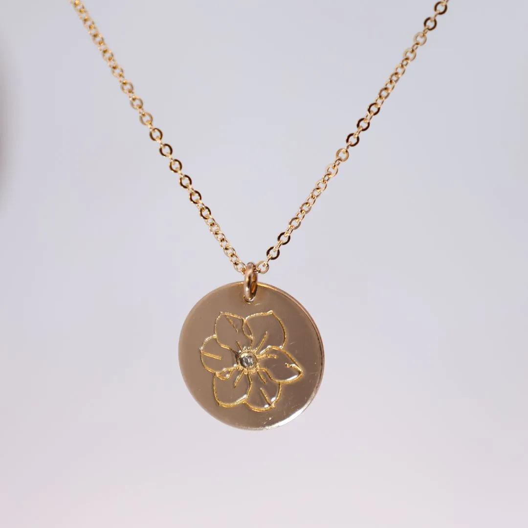 Diamond Birth Flower Necklace