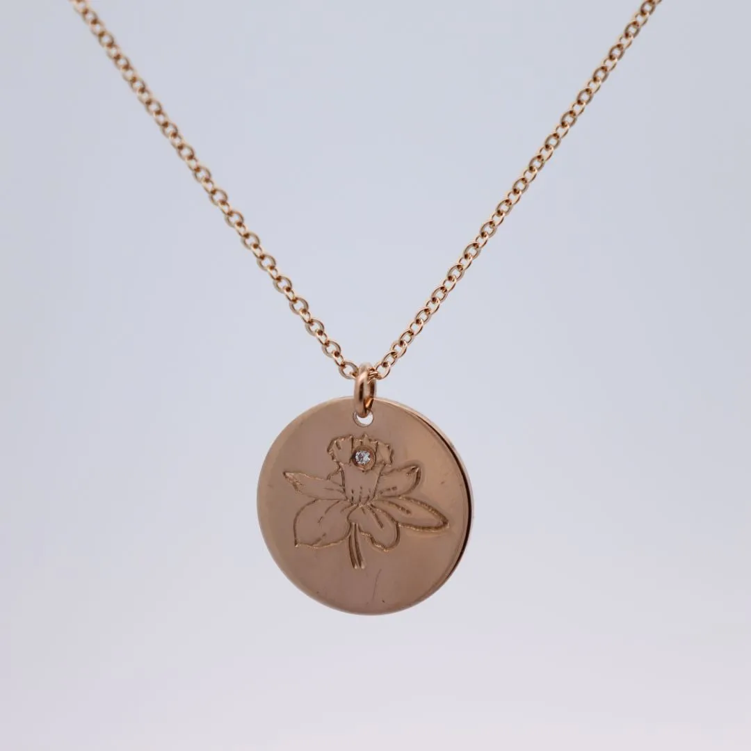 Diamond Birth Flower Necklace